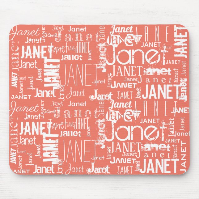 Name Orange und White Word Cloud | Personalisieren Mousepad (Vorne)