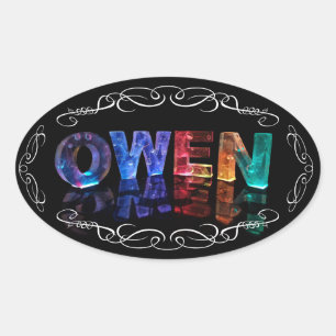 Name Owen - Name in Lights (Foto) Ovaler Aufkleber