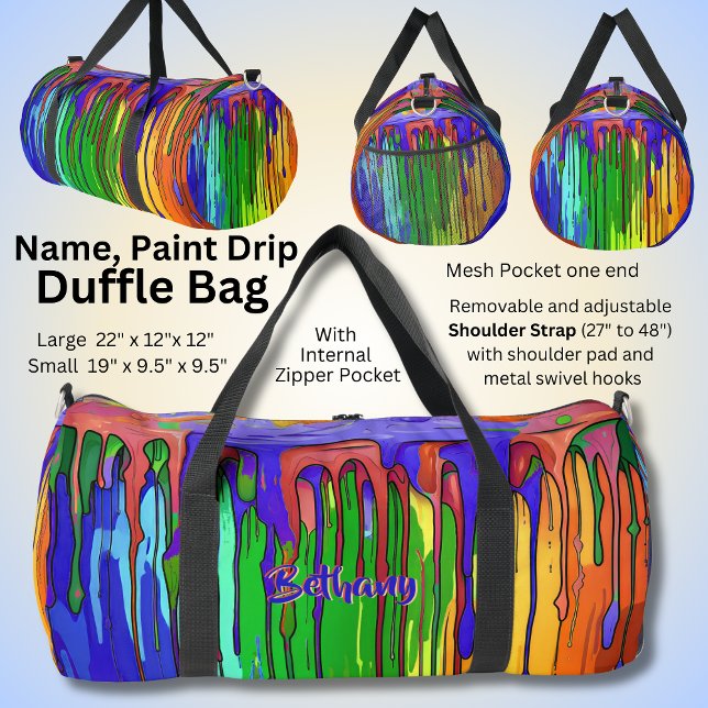 Name Paint Tropfens Blue Green Orange hinzufügen Duffle Bag (Von Creator hochgeladen)