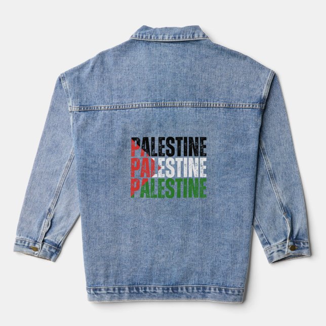 Name Palästina mit palästinensischer Flagge Jeansjacke (Rückseite)