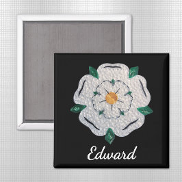 Name, Paper Quill Yorkshire White Rose 2-in Magnet