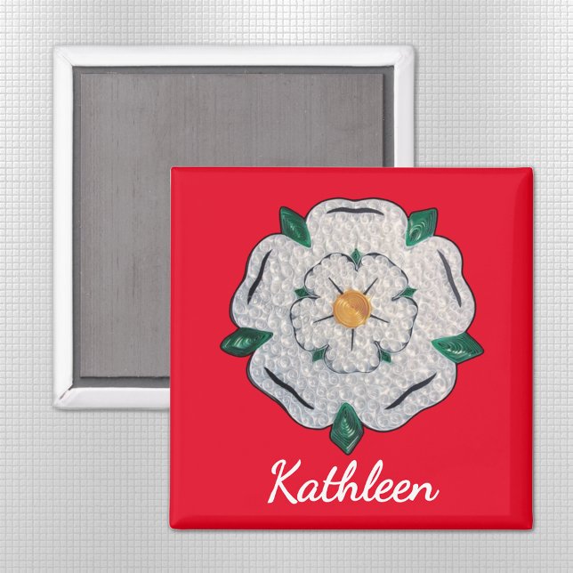 Name, Paper Quill Yorkshire White Rose 2-in Magnet (Von Creator hochgeladen)