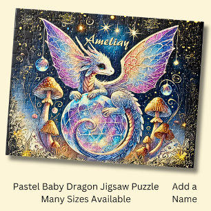 Name, Pastel-Baby-Drache Pink Blau auf Dunkel