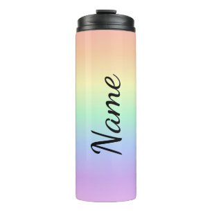 Name Pastell Rainbow Custom Thermal Tumbler Thermosbecher