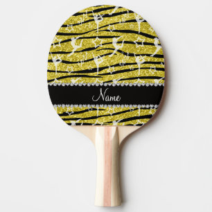 Name Pastellgelbe Gymnastik Glitzer zebra Streifen Tischtennis Schläger