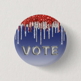Name: Patriotisches Rot-Weiß-Glitter-Tropf-Blau-Wa Button