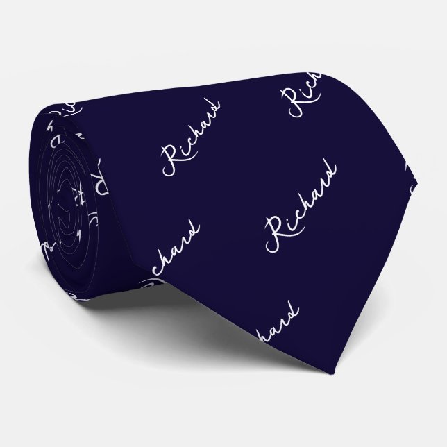 Name Pattern Schwarz-Weiß-Neck-Tie Krawatte (Gerollt)