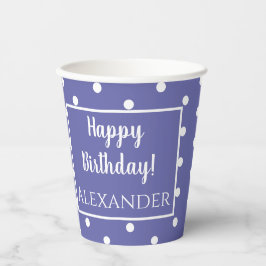 Name Periwinkle Modern Polka Dots Geburtstag Pappbecher