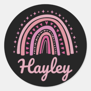 Name Personalisiert Funny Women Pink Rainbow Hayle Runder Aufkleber