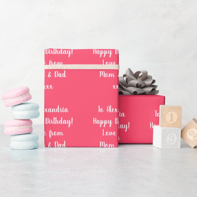 Name Personalisiert Modern Pink Happy Birthday Geschenkpapier (Babyparty)