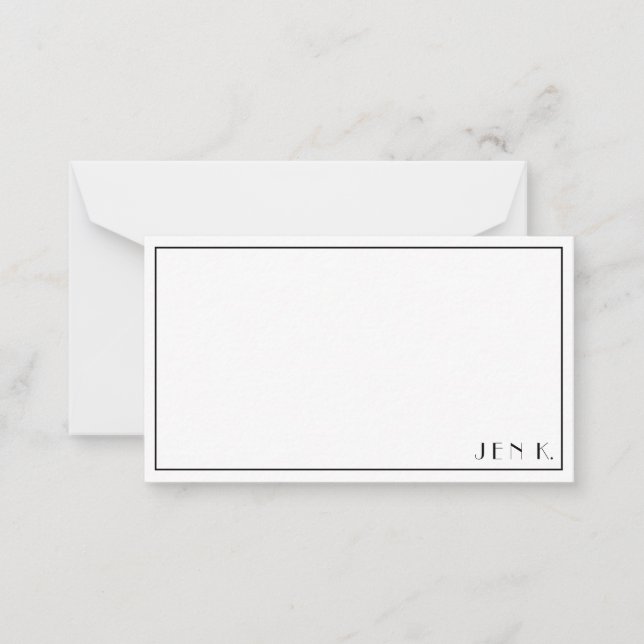 Name Personalisiert Modern Schwarz-weiß Minimalist Mitteilungskarte (Vorderseite)