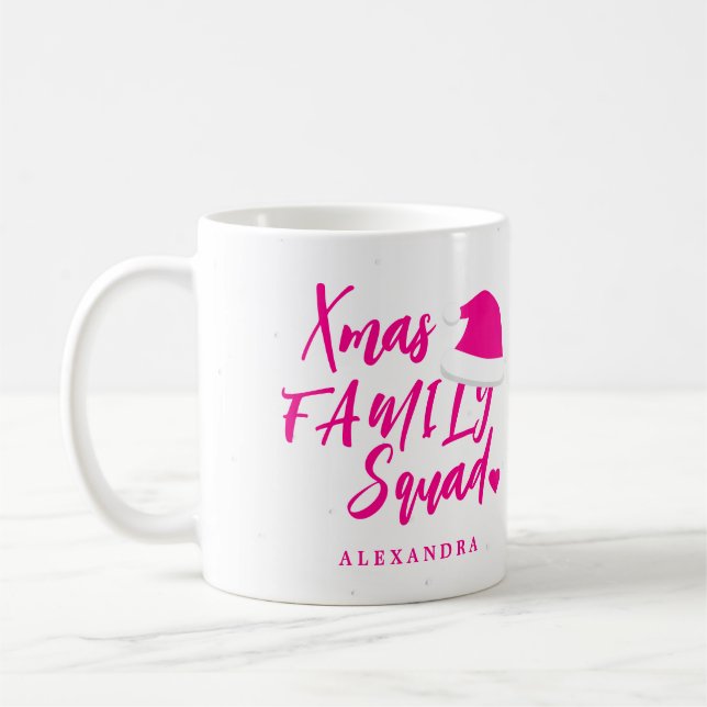 Name personalisiert rosa Weihnachtsschrift Kaffeetasse (Links)