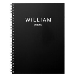 Name personalisiert Schwarz/Monogramm | Elegant Cu Notizblock
