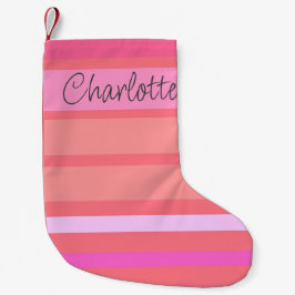 Name | Personalisierte, rosa Streifen Kleiner Weihnachtsstrumpf