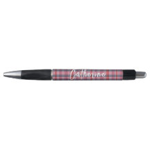 Name Personalisierter Rosa Karierter Stift | One O
