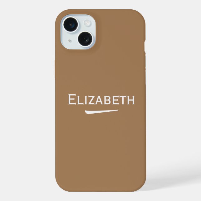 Name Personalisiertes Hellbraun iPhone 15 Plus Hülle (Rückseite)