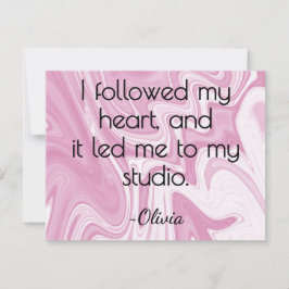 Name, Pink and White Marbled Ink All-Occasion Flat Mitteilungskarte