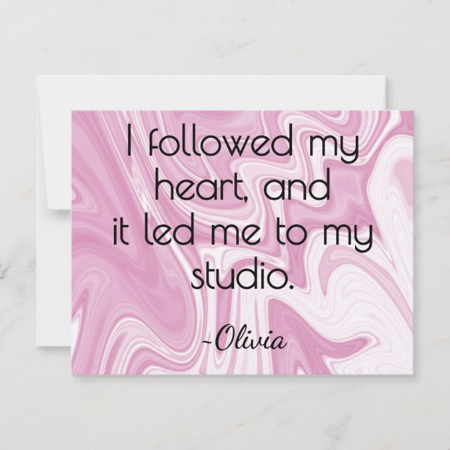 Name, Pink and White Marbled Ink All-Occasion Flat Mitteilungskarte (Vorderseite)