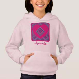 Name Pink Herz Lila Diamond Muster farbig Hoodie