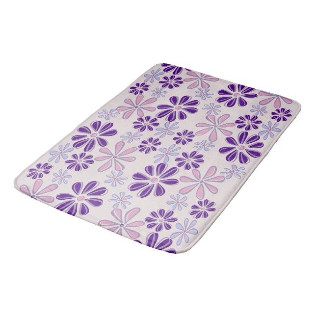 Name Pink Indigo Blume Doodle Badematte (Schrägansicht)