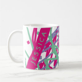 Name Pink Lila Aquamarine Formen Bonbons Abstrakt Kaffeetasse