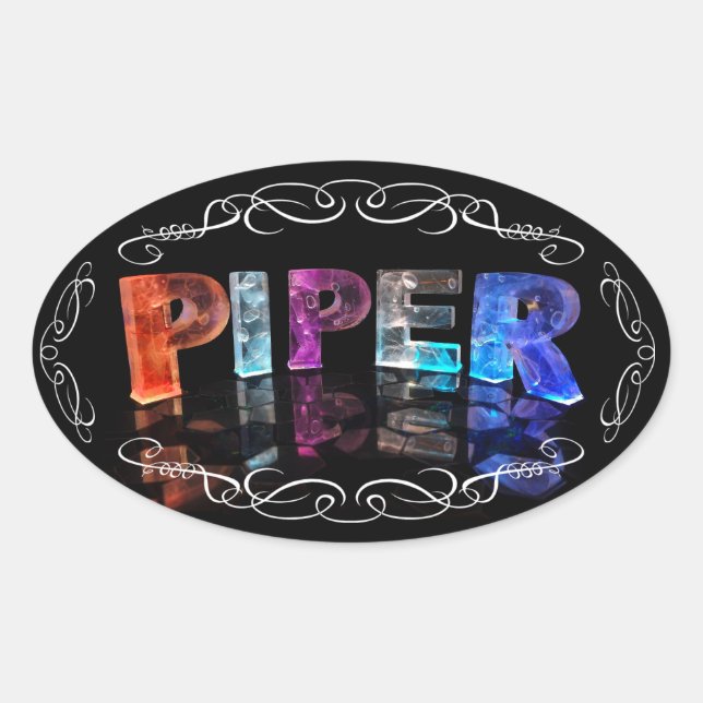 Name Piper - Name in Lights (Foto) Ovaler Aufkleber (Vorderseite)