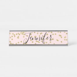 Name Plakat für Rosa und Gold Glitzer Schreibtischnamensplakette