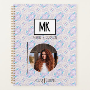 Name Planner mit Foto auf blauem Grunge Muster Planer