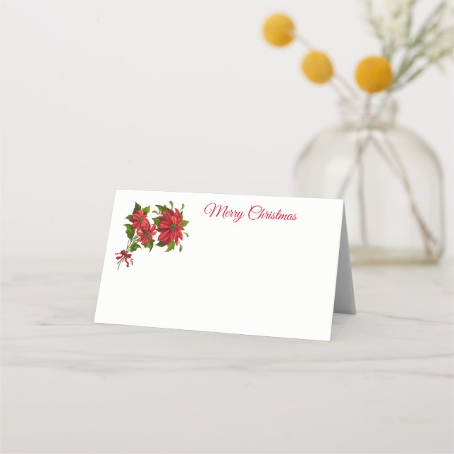 Name Platzkarte-Poinsettias Platzkarte (Vorderseite)