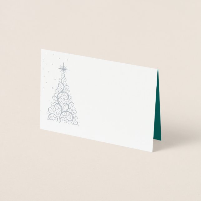 Name Platzkarte SLVR Foiled Christmas Tree & Stars Folienkarte (Vorderseite)