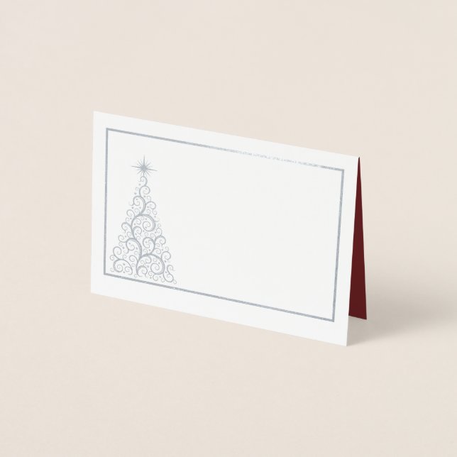Name Platzkarte SLVR Foiled ChristmasTree Folienkarte (Vorderseite)
