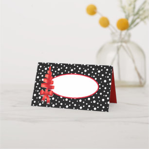 Name Platzkarten Weihnachts Ribbon Tree Polka Dot