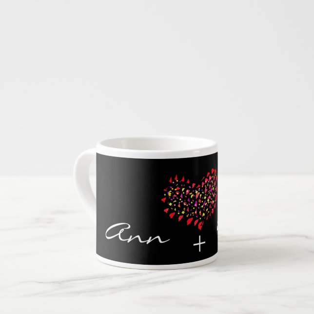 Name Plus Rotes Herz Datum Espresso Kaffee Tasse C (Vorderseite Links)
