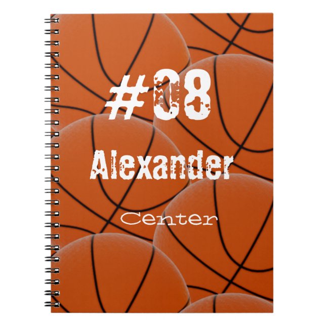 Name Position Custom Orange Basketball Notizblock (Vorderseite)