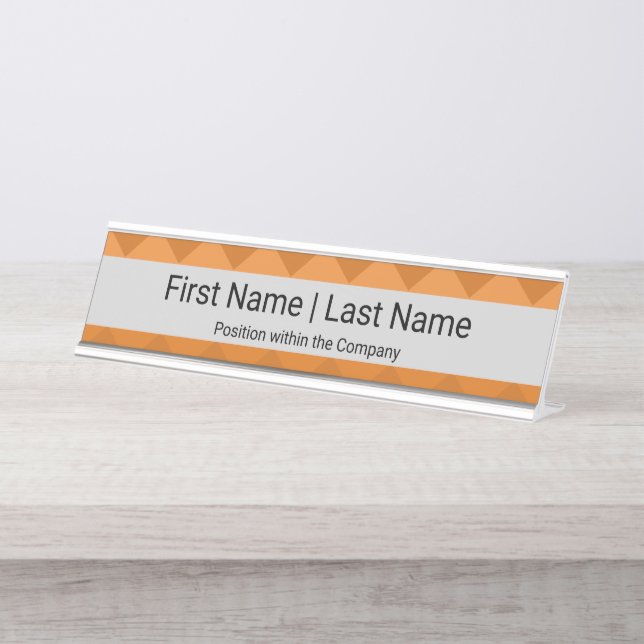 Name & Position Sans Serieller Schriftart Grau Ora Schreibtischnamensplakette (Vorderseite )