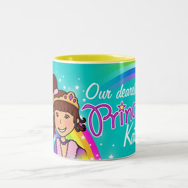 Name Princess girls rainbow aqua Tasse (Mittel)