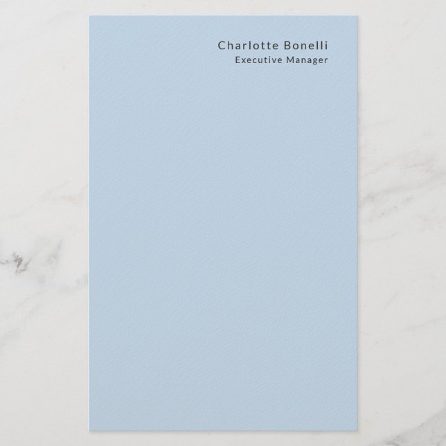 Name Professionell Modernes Minimalist Blau  Briefpapier (Vorderseite)