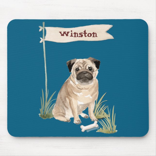 Name Pug Pet Dog  Mousepad (Vorne)