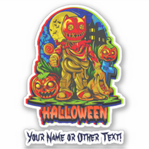 Name Pumpkin Head Monster Chat Orange Blue Aufkleber