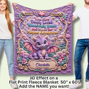 Name Purpur Baby Drache 3D Effekt hinzufügen Fleecedecke