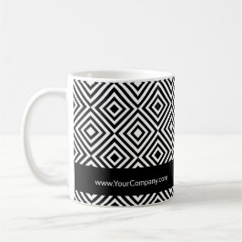 Name QR-Code Website Schwarz-Weiß-Muster Kaffeetasse
