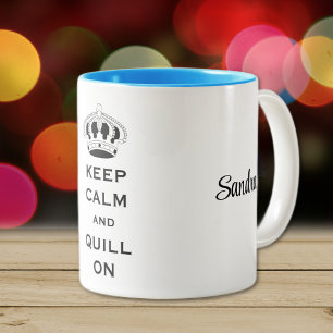 Name, Quilling Keep Calm Klassischer Zwei-Töne-Bec Zweifarbige Tasse
