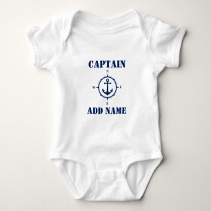 Name/Rank für Navy Blue Compass & Boat Anchor Bab Baby Strampler
