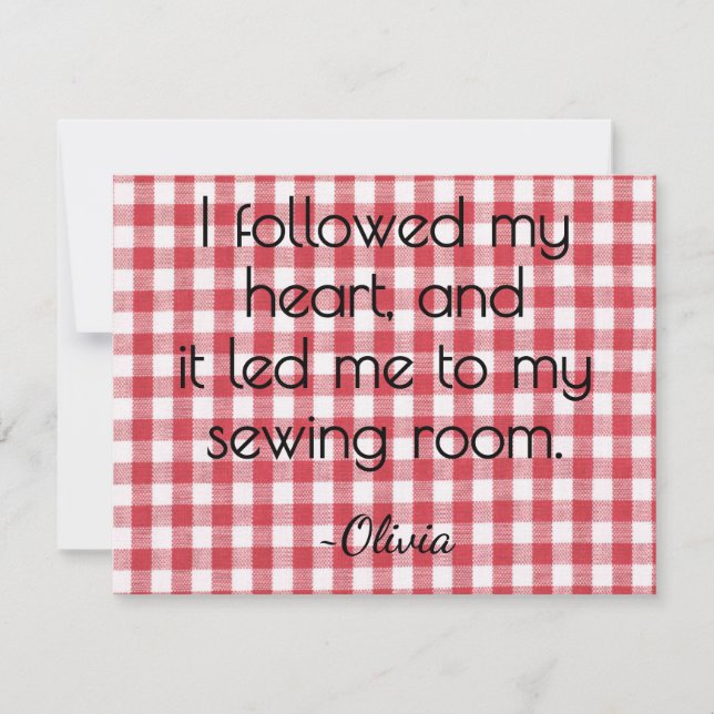 Name, Red and White Gingham All-Occasion Flat Mitteilungskarte (Vorderseite)