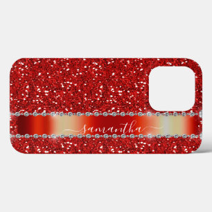 Name Red Diamond Glitzer Look Case-Mate iPhone Hülle