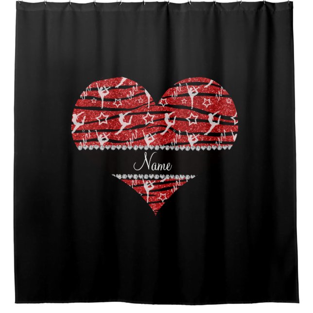 Name Red Gymnastics Glitzer zebra stripes Duschvorhang (Vorderseite)