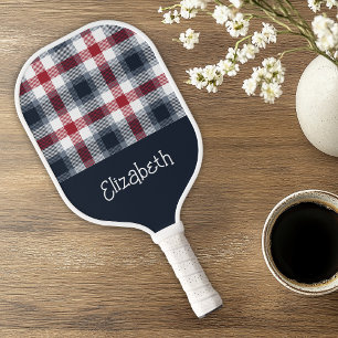 Name Red White and Blue Tartan Pickleball Schläger