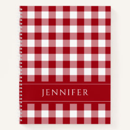 Name Red & White Gingham Checkered Pattern Editor  Notizbuch