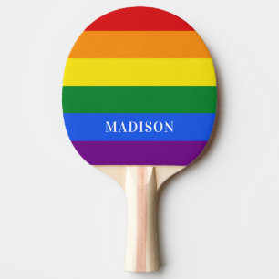 Name-Regenbogen-Flagge Ping pong Paddel Tischtennis Schläger
