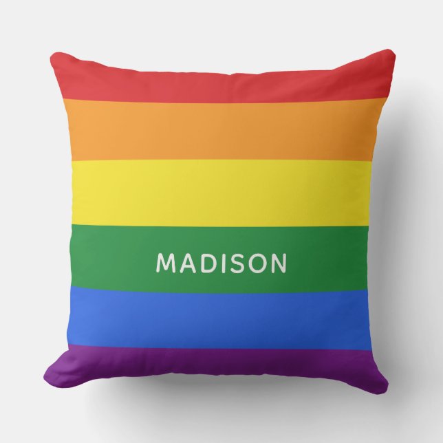 Name-Regenbogen-Flagge Throwkissen Kissen (Vorderseite)